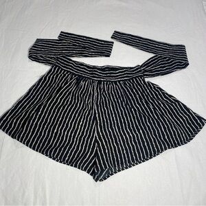 Silence + Noise Black and Cream Striped Shorts